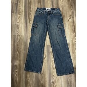 Y2K Hollister Women's Low Rise Baggy Cargo Flare Pants Size 0L - Made In Vietnam